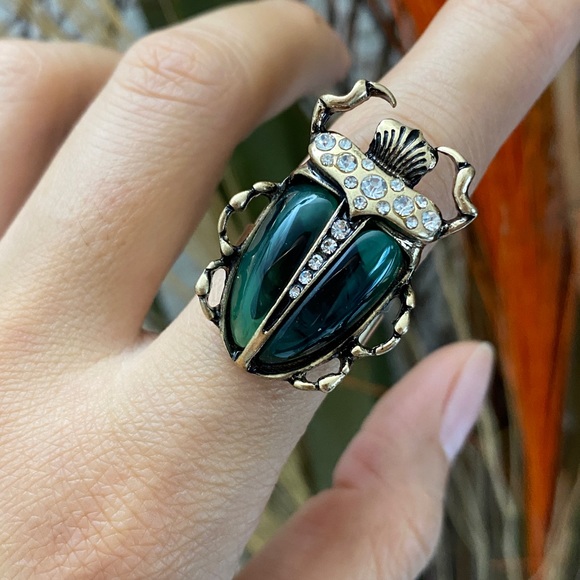 Vintage beetle Scarab bug Beetle open adjustable Ring - Picture 5 of 8